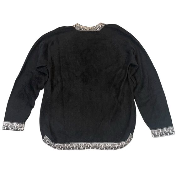 Peruvian Hand Made Alpaca Wool Sweater Women's Size Large Black Warm Cozy - Picture 5 of 12